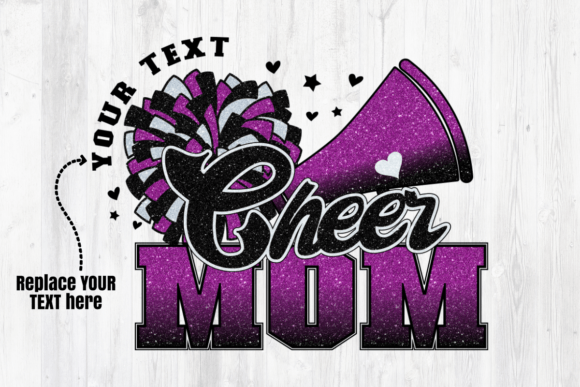 Cheer Mom Purple Black Sublimation for Crafts & Graphics