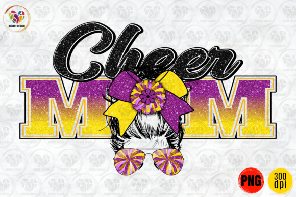 Cheer Mom Sublimation: Purple Yellow Graphics for Crafts