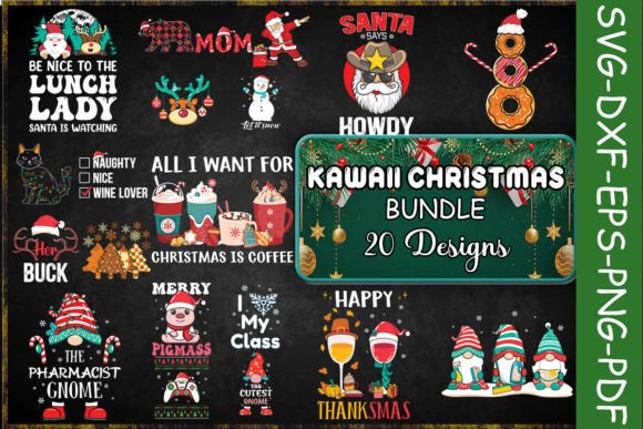Kawaii Christmas SVG Bundle: Graphics for Crafts