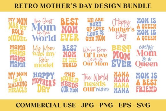 Retro Mother's Day Graphics for Crafts