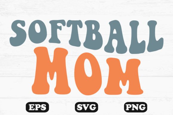 Soft Ball Mom Retro Wavy T-shirt Designs for Graphics & Crafts
