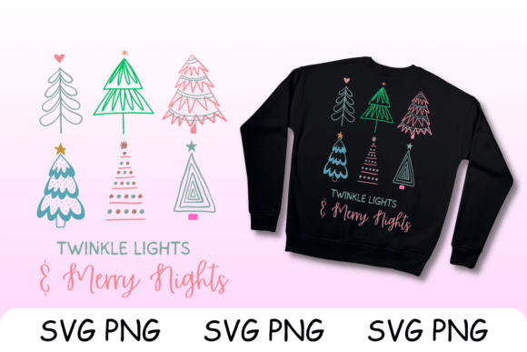 Twinkle Lights Christmas Nights SVG PNG for Crafts & Graphics